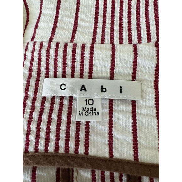 CAbi Blazer Red White Pucker Stripe Nautical Size 10 Button Pockets EUC 4th - Picture 5 of 7